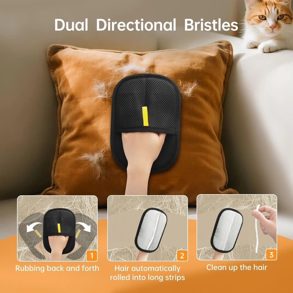 Pets Double Sided Grooming Glove Pet Hair Remover Gloves for Dog Cat Reusable