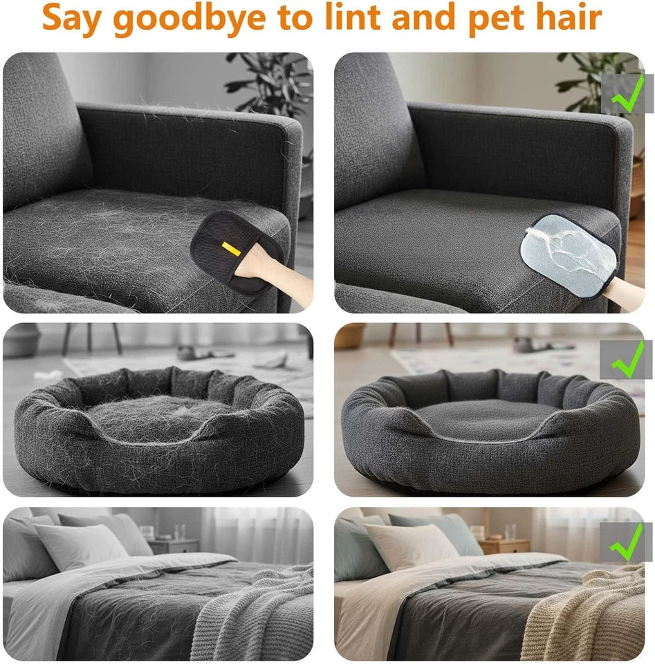 Pets Double Sided Grooming Glove Pet Hair Remover Gloves for Dog Cat Reusable